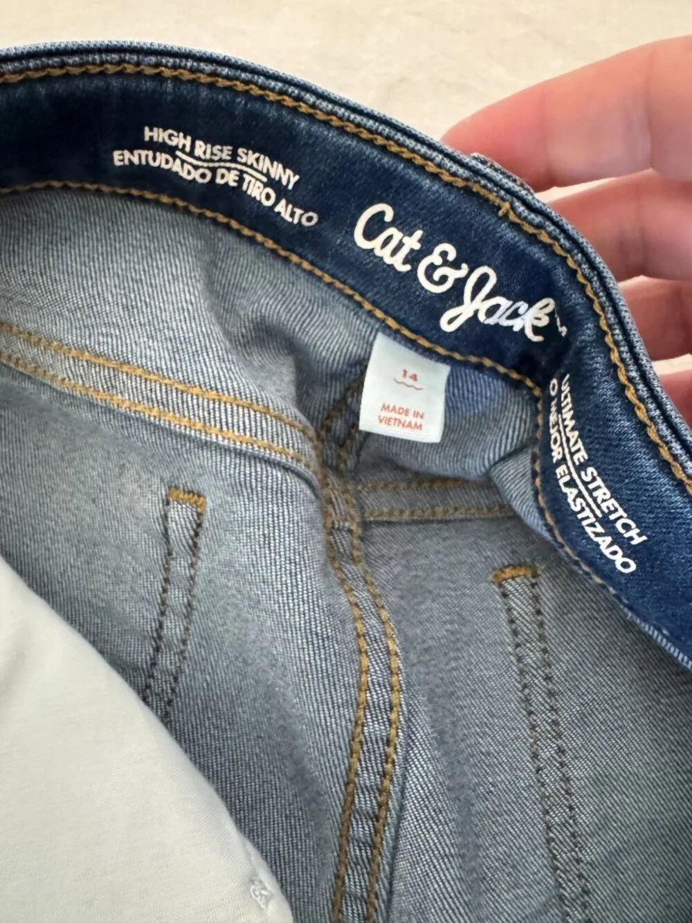 Like New Cat & Jack Girls Skinny Jeans in Dark Denim Sz 14